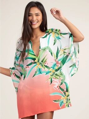 Trina Turk Costa De Prata Tropical Print Swim Coverup.